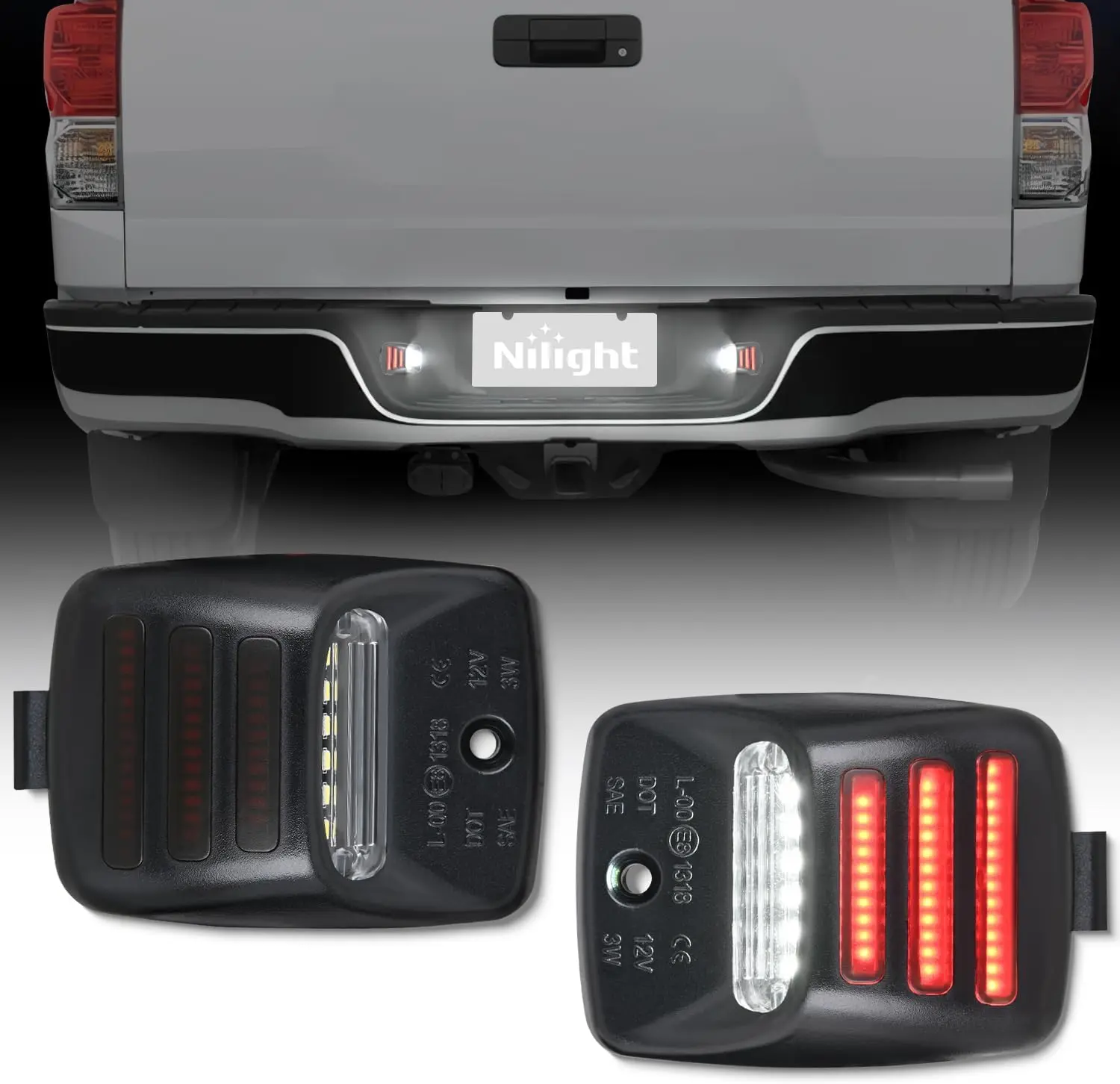 Nilight License Plate Lights Compatible with 2005 2006 2007 2008 2009 2010 2011 2012 2013 2014 2015 Toyota Tacoma 2000-2013 Tundra Red Triple OLED Tube 6000K White 2PCS Pack Carlights Led Backlights, Led Car Lights, Triple Oled Tubes