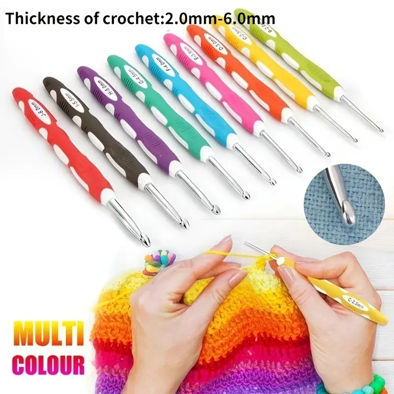 1pc/9pcs Sewing & Knitting Supplies Ergonomic Various Crochet Hook Set Crochet Needles Knitting Needle Sewing Accessories Ergonomic Crochet Hooks Crochet Tools