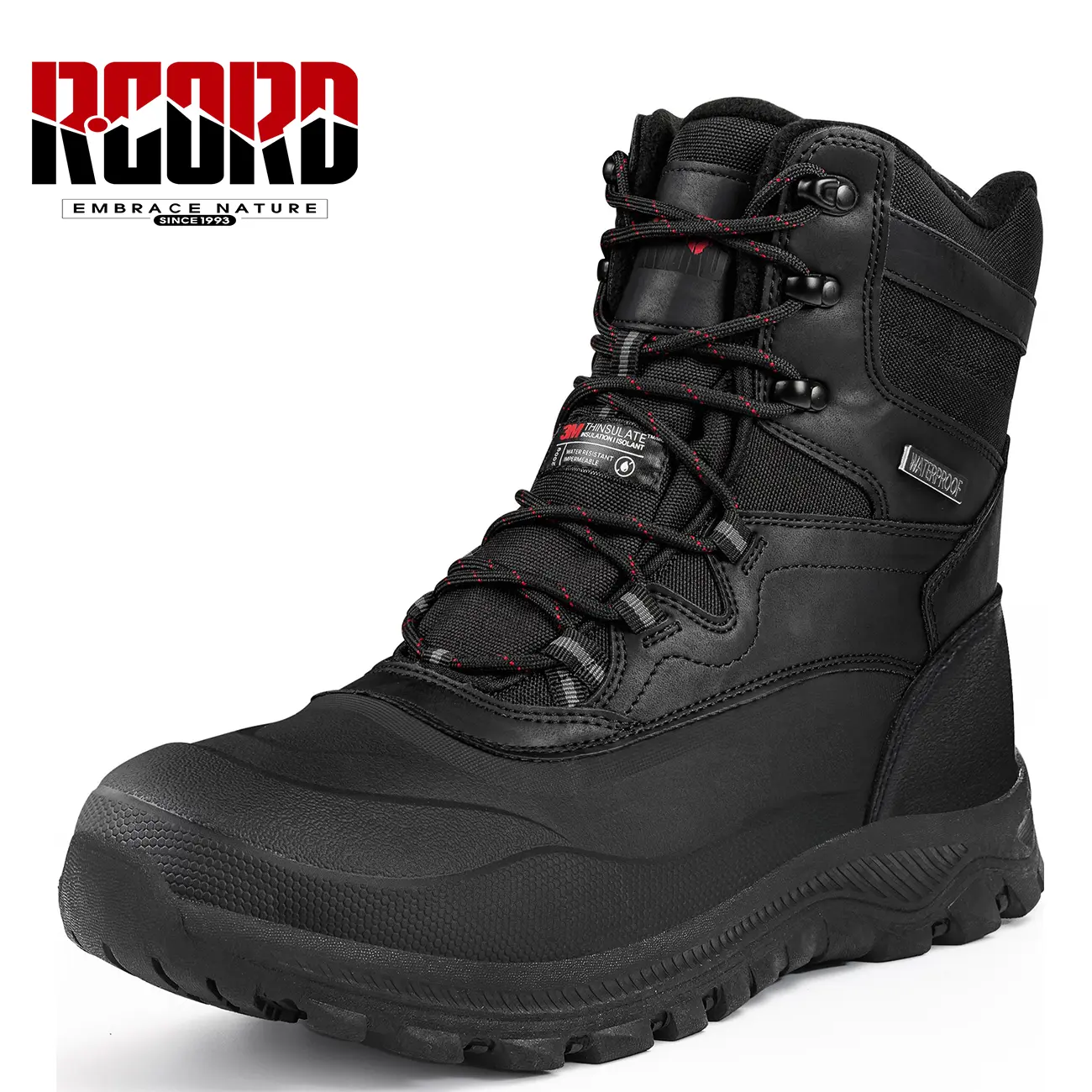 R CORD Snow Boots for Men Waterproof Insulated Mens Snow Boots Winter Boots Winter Hiking Shoes High Traction Men's Military Tactical Boots