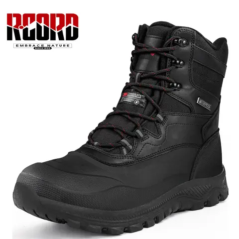 R CORD Snow Boots for Men, Waterproof Insulated Men's Winter Boots, Winter Hiking Shoes with High-Traction Sole, Military Tactical Boots
