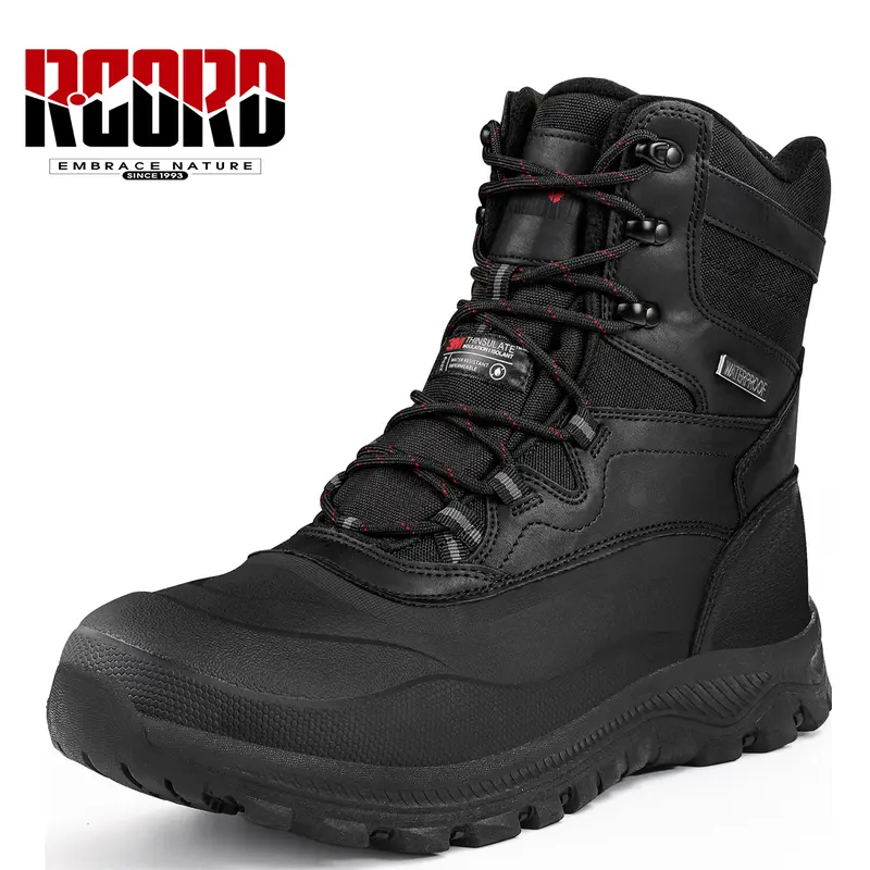 R CORD Snow Boots for Men, Waterproof Insulated Men's Winter Boots, Winter Hiking Shoes with High-Traction Sole, Military Tactical Boots