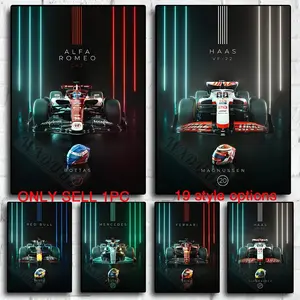 1pc Unframed F1 Racing Car Formula One World Championship Print Posters Mercedes Bottas Team Art For Living Room Home Decor Painting Wall Mural Picture (19 Styles Available)
