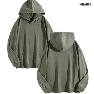 Holafish Women's Mens Oversized Hoodies Pullover Women Fall Acid Wash Plain Preppy Hoodie Streetwear Vintage Hooded Sweatshirt