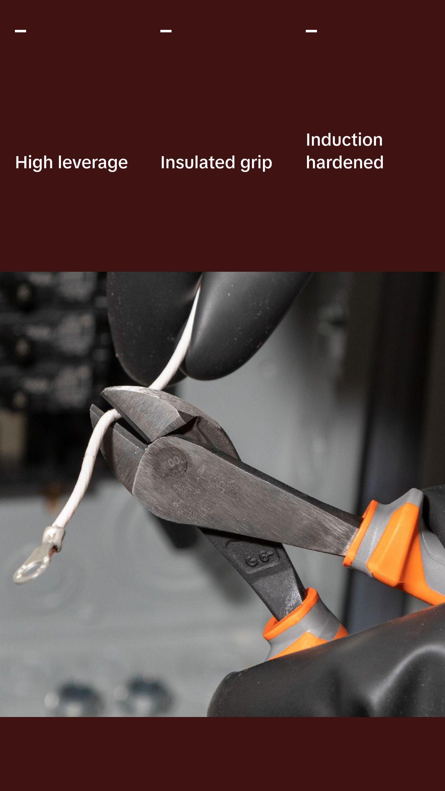 Klein Tools 2288RINS Diagonal Cutting Pliers, Insulated, High Leverage, 8-Inch