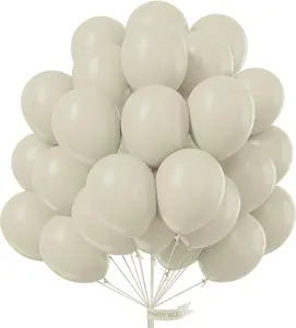 PartyWoo White Sand Balloons 100pcs 12 Inch Off White Beige Cream Ivory Boho Neutral Latex Balloons for Wedding Graduation Baby Shower Anniversary Engagement Birthday Party Decorations White-F12
