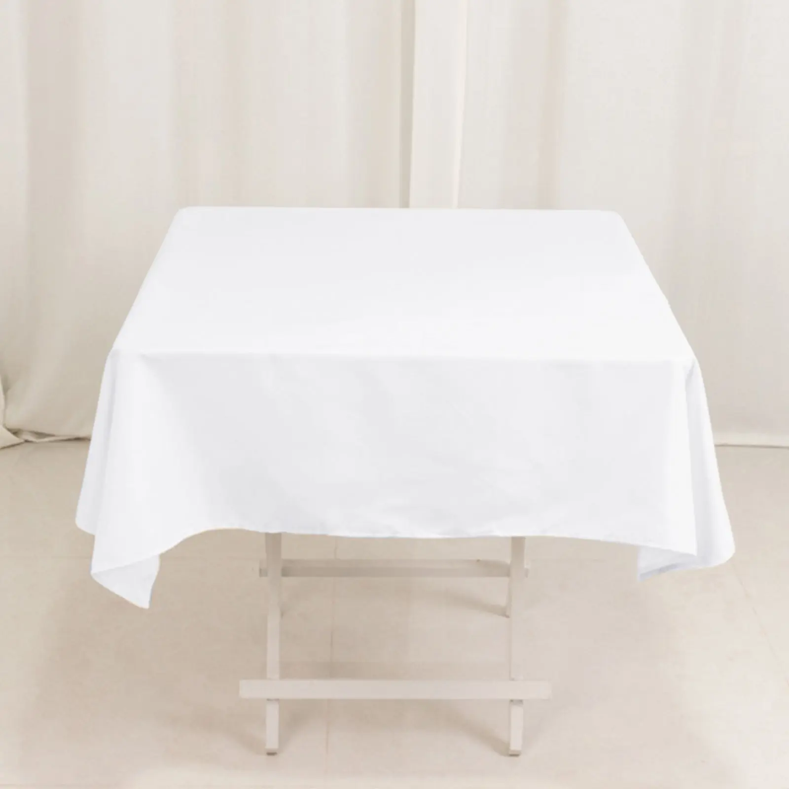 54"x54" White Cotton Blend Square Tablecloth - Wrinkle-Free, Durable, Machine Washable Formal Kitchen Linen Cover for Party, Wedding, Business Settings, Modern Events