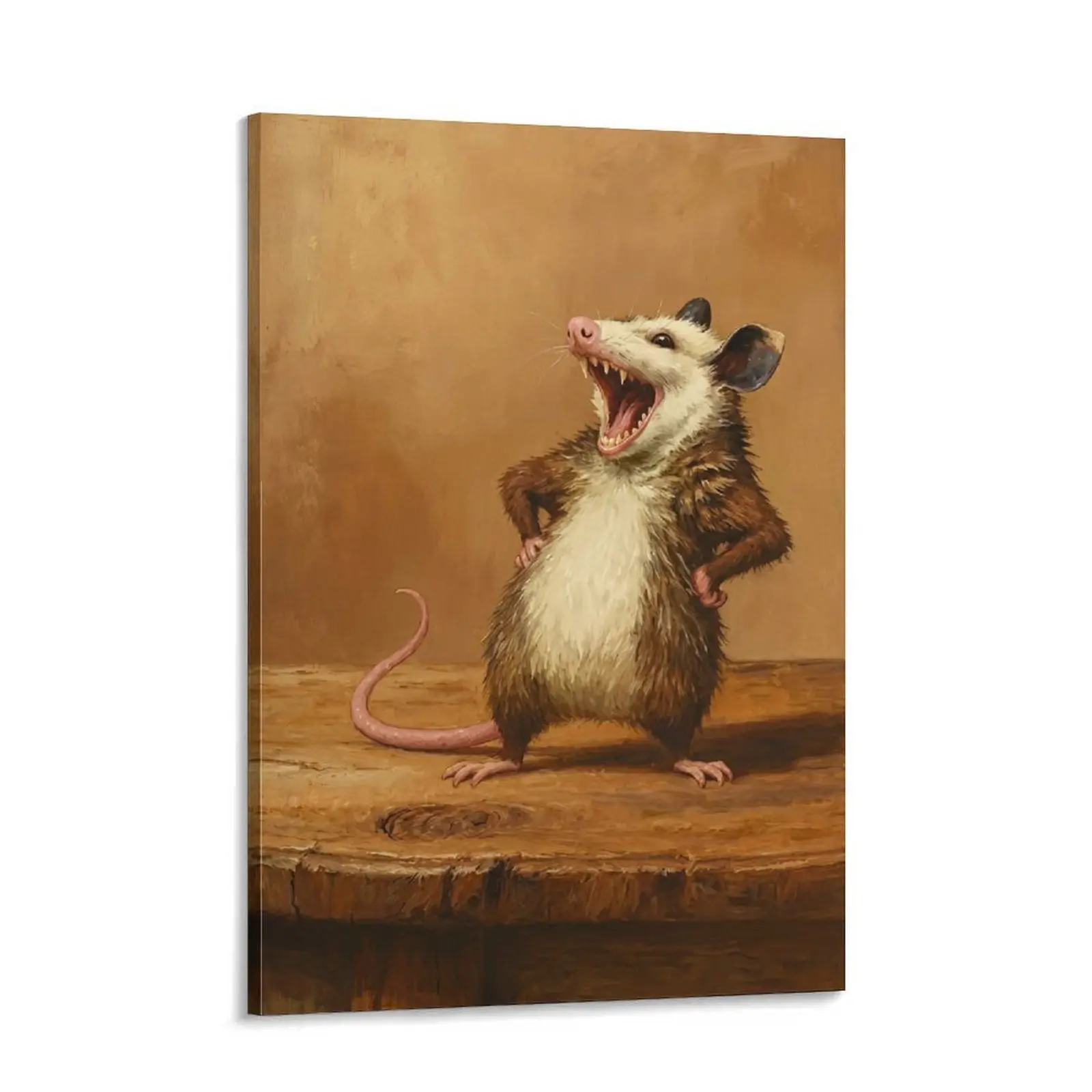 Funny Screaming Opossum Canvas  Art | Chaotic Meme  Poster for Dorm, Gaming Room, Apartment Decor, Goblin Mode  Art, Burnt Out Gen Z Humor, Vintage Funny  Painting wall animal