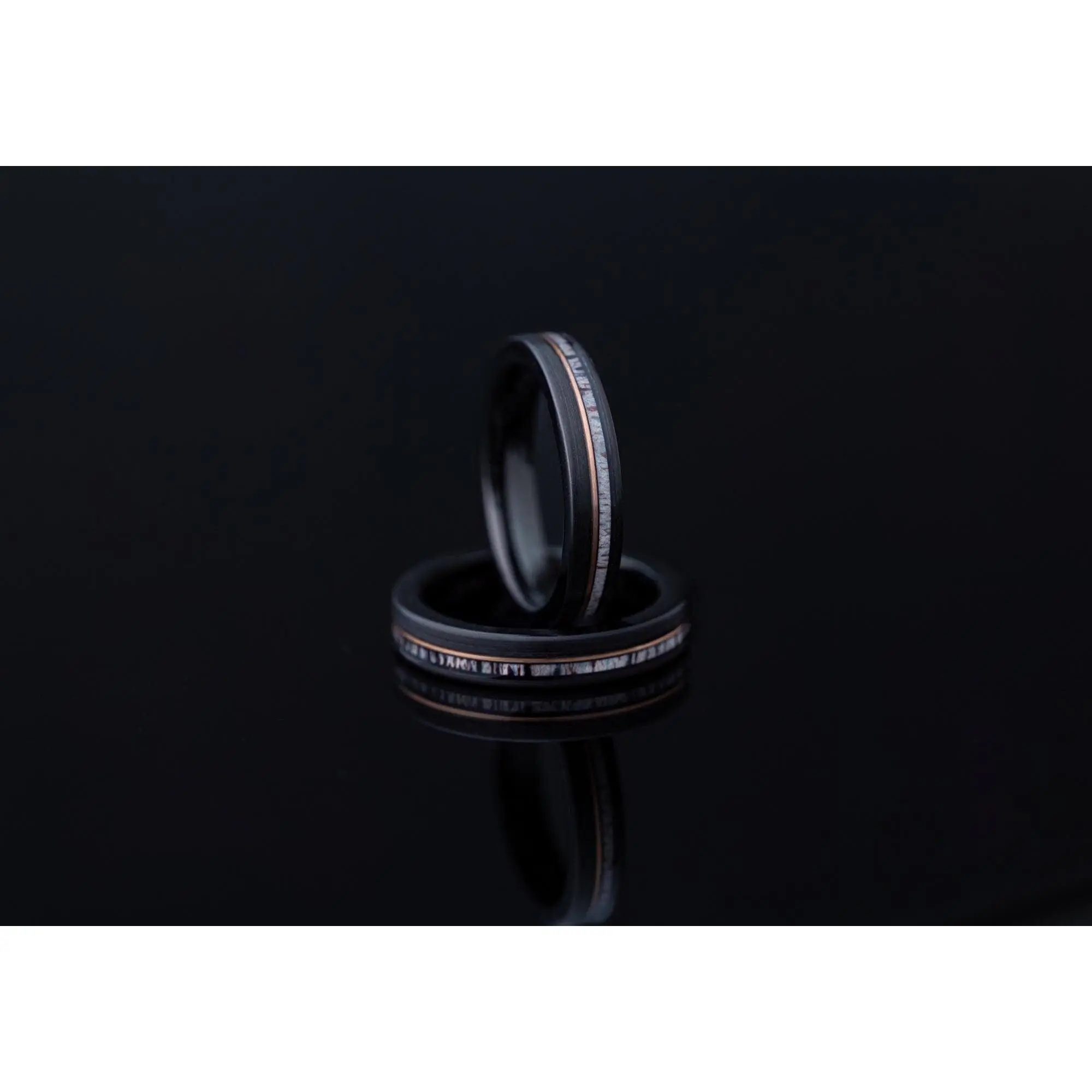 Antler Noir - Deer Antler Ring, Tungsten Ring for Women, 4mm