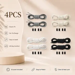 No-Tie Elastic Rubber Shoelaces for Footwear, Sports Shoes - 1 Size, Stretch Fit for Running, Walking - Tieless Bungee Laces for Adults, Kids, Elderly