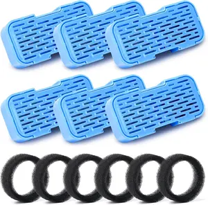 Official Cat Fountain Filters, 12 Pack (6 Filters + 6 Sponges) - Activated Carbon, Ultra-Fine Fiber AOOGITF