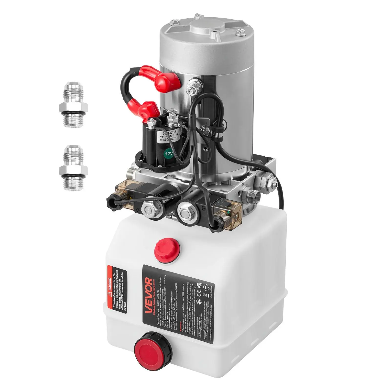 【Summerfinds】VEVOR 4 Quart Hydraulic Power Unit,Double Acting Dump Trailer Pump3200 PSI Max Relief Pressure & 0.91 GPM Flow RateDC 12V Hydraulic Pump with Metal Reservoir for Dump Trailer Car LiftingWhite