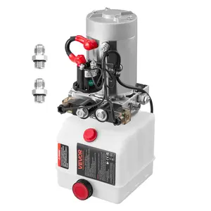 VEVOR 4 Quart Hydraulic Power Unit, Summervibes,Summervibes, Double Acting Dump Trailer Pump, 3200 PSI Max Relief Pressure & 0.91 GPM Flow Rate, DC 12V Hydraulic Pump with Metal Reservoir for Dump Trailer Car Lifting, White
