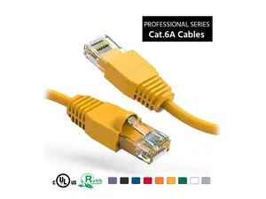 Nippon Labs 15Ft Cat6A UTP Ethernet Network Booted Cable, 24AWG 15 Feet Gigabit LAN Network Cable RJ45 High Speed Patch Cable, Yellow, 60CAT6A-15YW