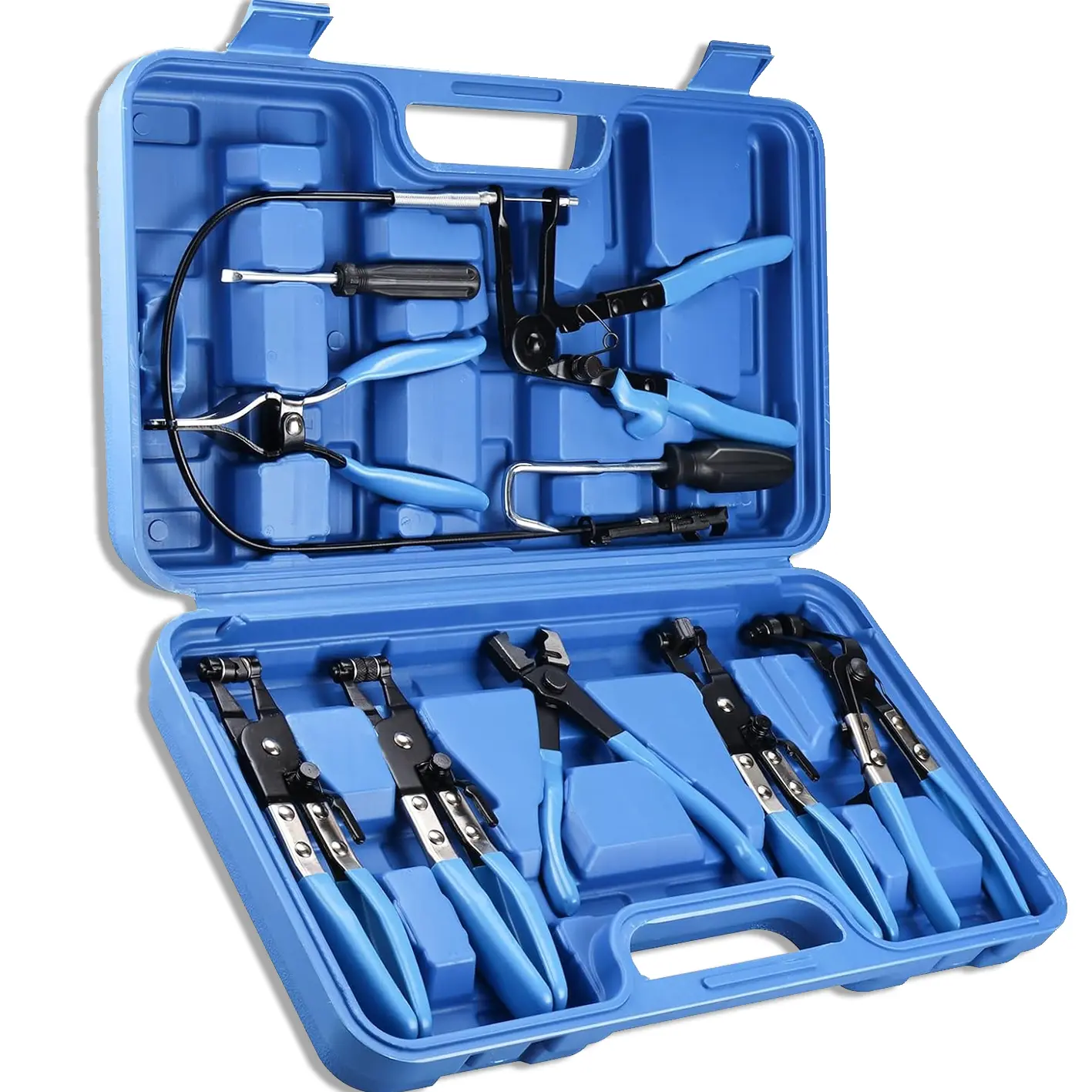 9PCS Hose Clamp Pliers, Long Reach Hose Clamp Tool Remover for Water Hose and Automotive Coolant Radiator Heater with Flexible Wire Long Reach Hose Clamp and Flat Band Pliers