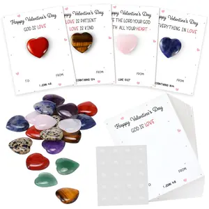 40Sets Valentine's Day Heart Natural Stones Pocket Hug Gifts for Couple Women Men Heart Stones with Bible Verse Cards Encouragement Gifts for Boys Girls for Back to School Valentine Classroom Exchange Party Favors Non Candy Goody Bag Stuffers