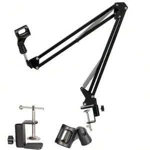 Adjustable Microphone Stand, Suspension Boom Scissor Arm Mic Bracket, Desk Mic Stand for Studio Recording Live Video Broadcasting Online Singing, Bedroom Accessories