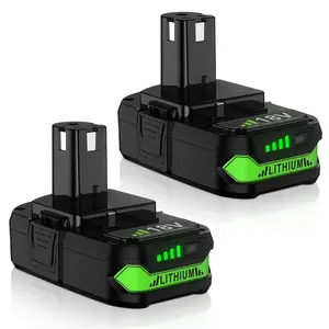 3800mAh 2Pack P107 Replacement for Ryobi 18vBattery Lithium-ion Battery for Ryobi 18V ONE+ Battery with Charger for Ryobi P117 P118 P108 P107 P104 P105 P103 for Ryobi 18v Cordless Tool Battery