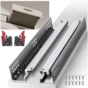 Bottom Mount Soft Close Full Extension Drawer Slides 10-24 Inch Concealed Rails Track 100 lb Load Capacity 1 Pair (Soft Close Without Bracket, 10 Inch/250 mm)
