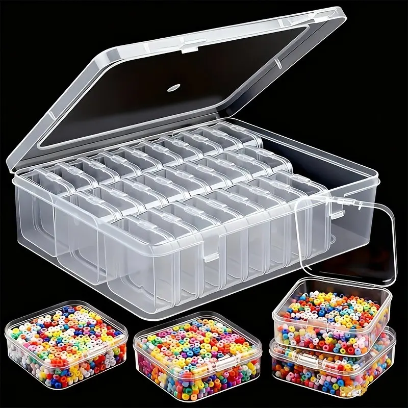 Craft Storage Box Set, Plastic Storage Boxes, Compartmentalized Organizers, Transparent Plastic Multi Compartment Divided Compartments Organizer for Beads Jewelry Handmade Crafts, Durable Sorting Solution, Perfect Gift