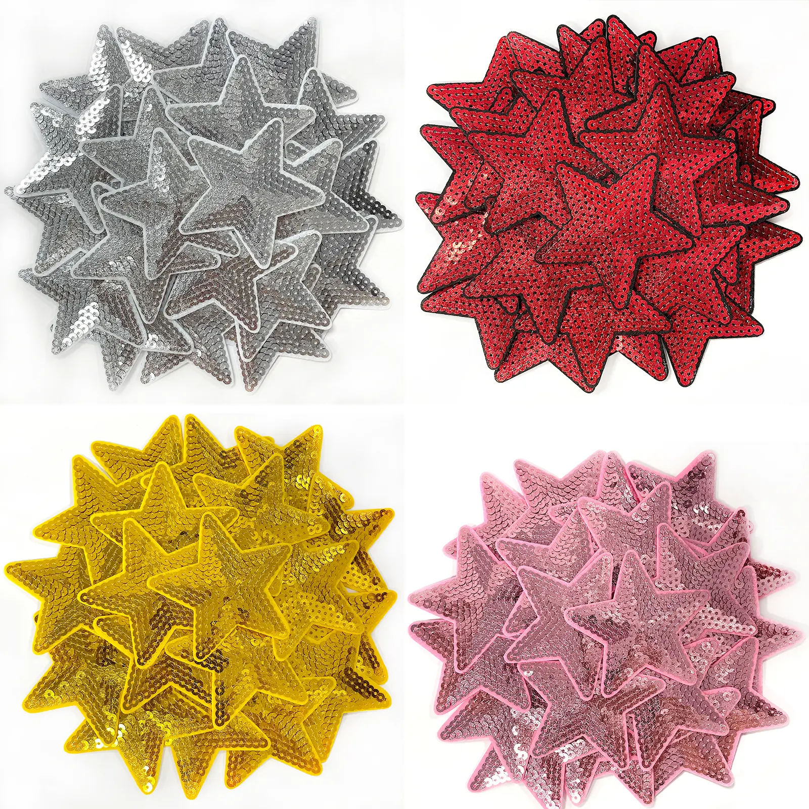 CY 30Pcs Sequins Star Iron on Patches Multicolor Embroidery Sequin Patches on Clothing Cute Shiny Bulk Iron-on Patches Decoration Sew on Star Patches for Clothing Bags Jackets Jeans Hats Accessory Craft Christmas Decoration