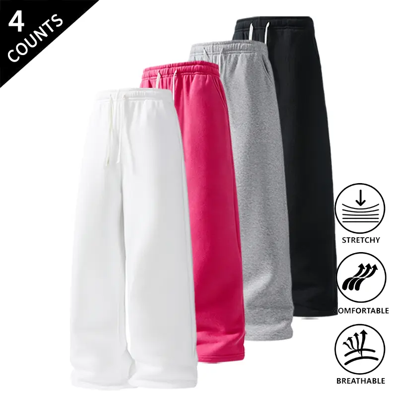 4-Pack Summer Vibes Men’s Baggy Sweatpants, Loose Fit Drawstring Casual Pants, Stretch, Breathable, Comfortable Pants for Streetwear