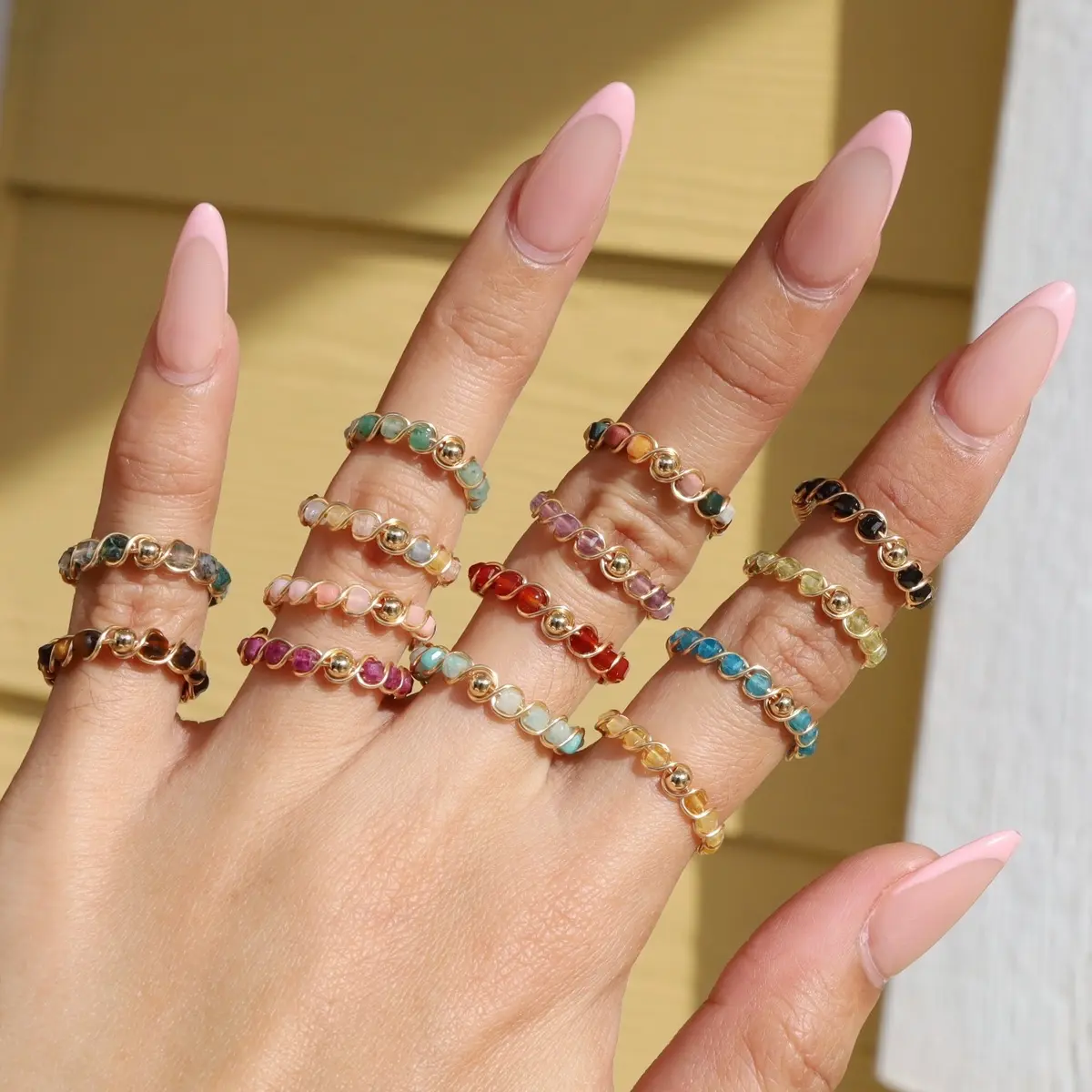 Custom Dainty Crystal Rings | Wire wrapped rings | cute Beaded ring | twisted ring