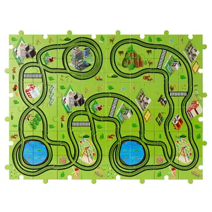 City puzzle track car, electric track car early learning toy that promotes cognitive development, attention, and hand–eye coordination; ideal birthday or Christmas gift for children aged 3 years; suitable for boys and girls; assembleable city track car to