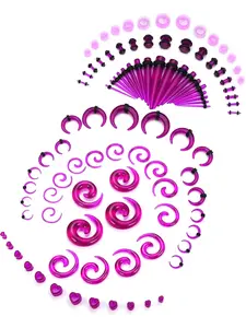 98Pcs Ear Stretching Kit 14G-00G Ear Gauges Expander Set Acrylic Tapers and Plugs & Silicone Tunnels Taper Spiral Tapers Gauges for Ears