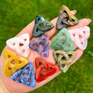1pc natural crystal celtic knot - gemstone charm for jewelry making, reiki quartz lucky stone for diy necklace & bracelet crafts