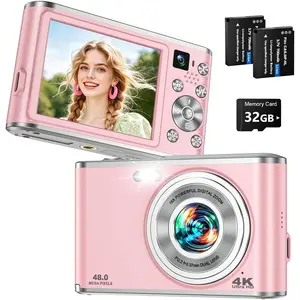 2026 Upgraded 48MP 4K Digital Camera for Photography Autofocus Dual Lens Compact Digital Camera with 16X Zoom, Anti-Shake, Flash, 2 , 2.8" Screen, Vlogging Camera for YouTube, 32GB Card