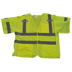 Petra Roc LVM3-5PB-2X-3X Reflective Work Safety Vest, Lime Mesh, ANSI-ISEA Class 3 207-2006, 5-Point Breakaway, 2X & 3X Sizes, Reflective Safety Vest