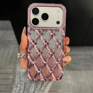 Pink Rhinestone Starry Sky Soft Case for iPhone 17 Pro Max 16 Pro Max 15 14 13, Luxury Bling Protective Cover