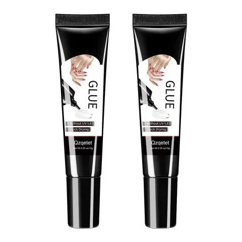 QZQETET Nail Glue (2pcs Included) - Fast Drying, Water Resistant, No UV/LED Required, Gentle Strong Bond, Reduces Lifting, Better Placement Control, Keeps Tips Secure for Press-On/Fake Nails Enthusiasts