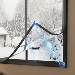 Magnetic Thermal Insulated Window Curtain Net Curtains Window, Transparent Winter Draft Stopper Cold Protection Film, Removable Heat and Noise Blocking Cover, Easy Install for Balcony, Living Room, Bedroom and Office