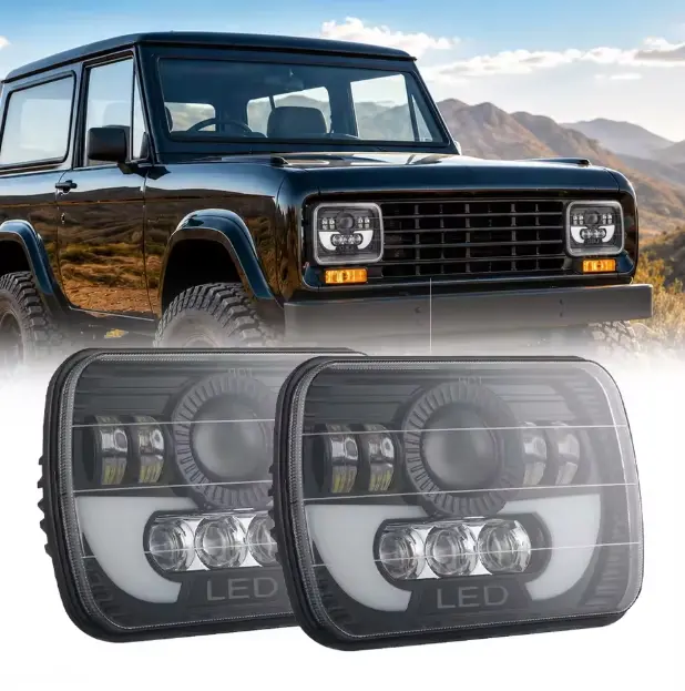 7 Inch Square Work Light Car LED Headlights High Low Beam Motorcycle Light Super Bright Daytime Running Light Car Accessories