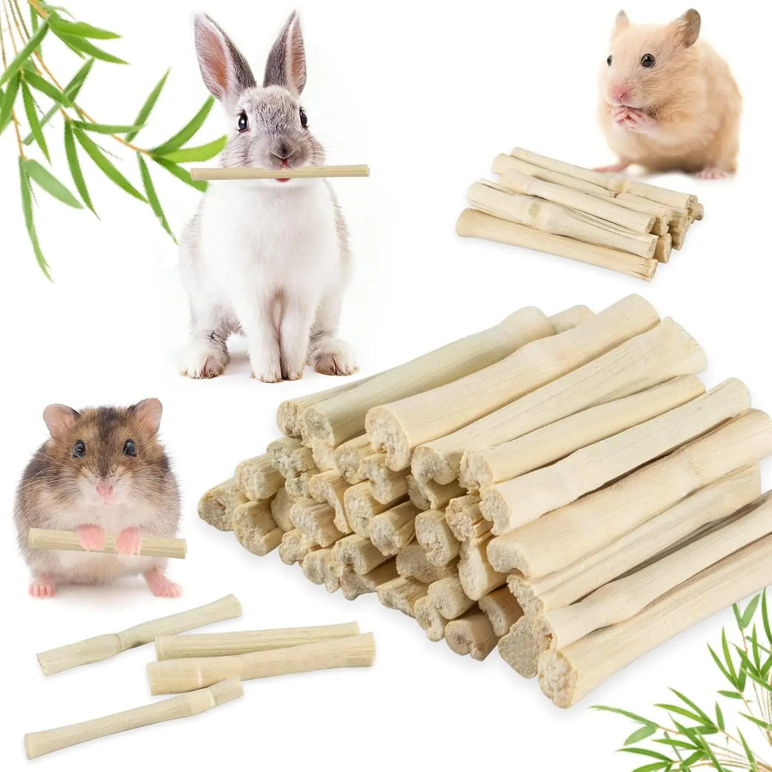 240g Sweet Bamboo Chew Sticks - Rabbit Chew Sticks & Bamboo Sticks for Rabbits, Natural Bunny Bamboo Chew Toy for Teeth Grinding, Small Animal Treats for Guinea Pig, Hamster, Chinchilla