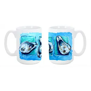 212 MAIN Large 15oz Printed Oyster Ceramic Coffee Mug - Reusable Tea & Drink Cup for Adults, Coffee Bar Use, Dishwasher Safe, Microwavable