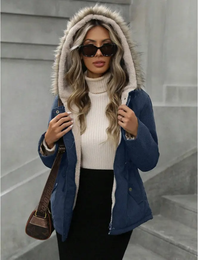 Women's Hooded Padded Parka | Cinched Waist Faux Fur Lined Winter Coat