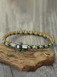 Men's Dragon Scale Braided Stackable Bracelet with Magnetic Clasp, Handmade Bohemian Style Wristband Gift, Multi-Color Adjustable Jewelry Accessory