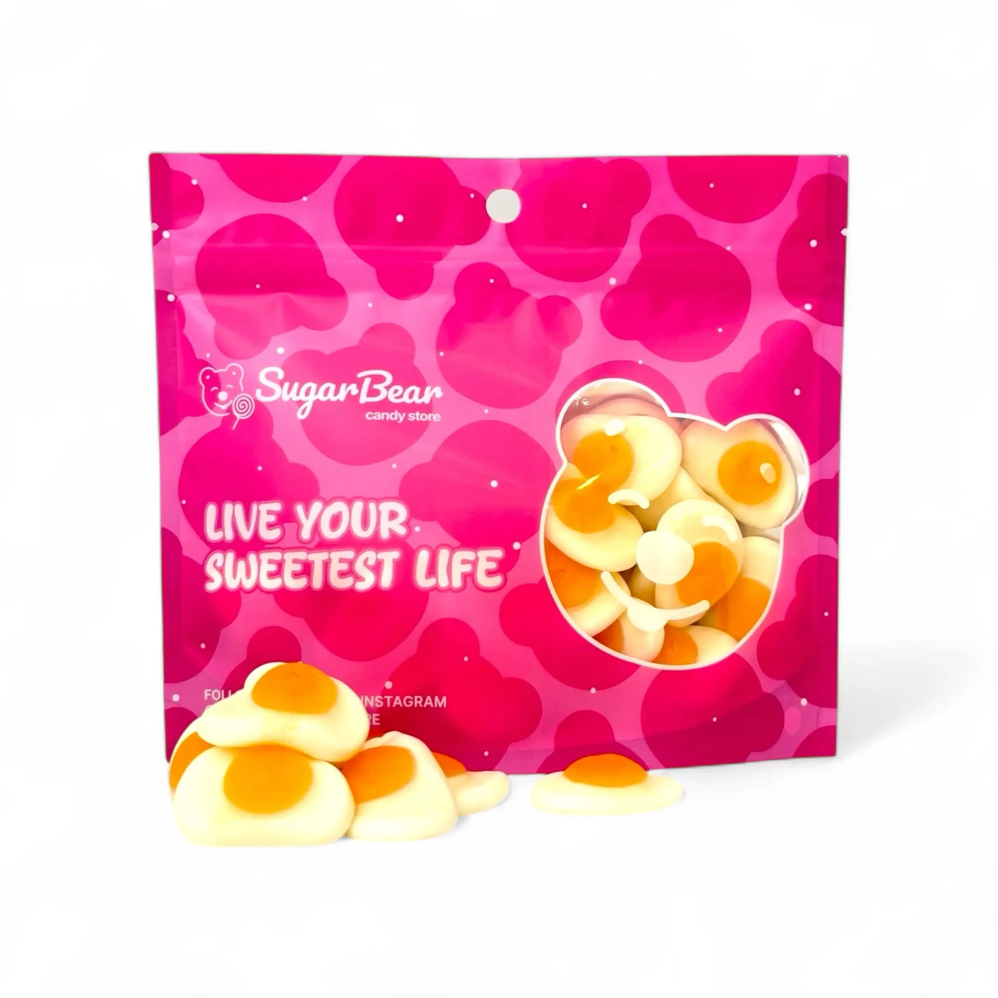 Mini Fried Eggs Gummy Candy - Sweet & Chewy Egg-Shaped Candy - 4 oz, 8 oz, 1 lb Bag