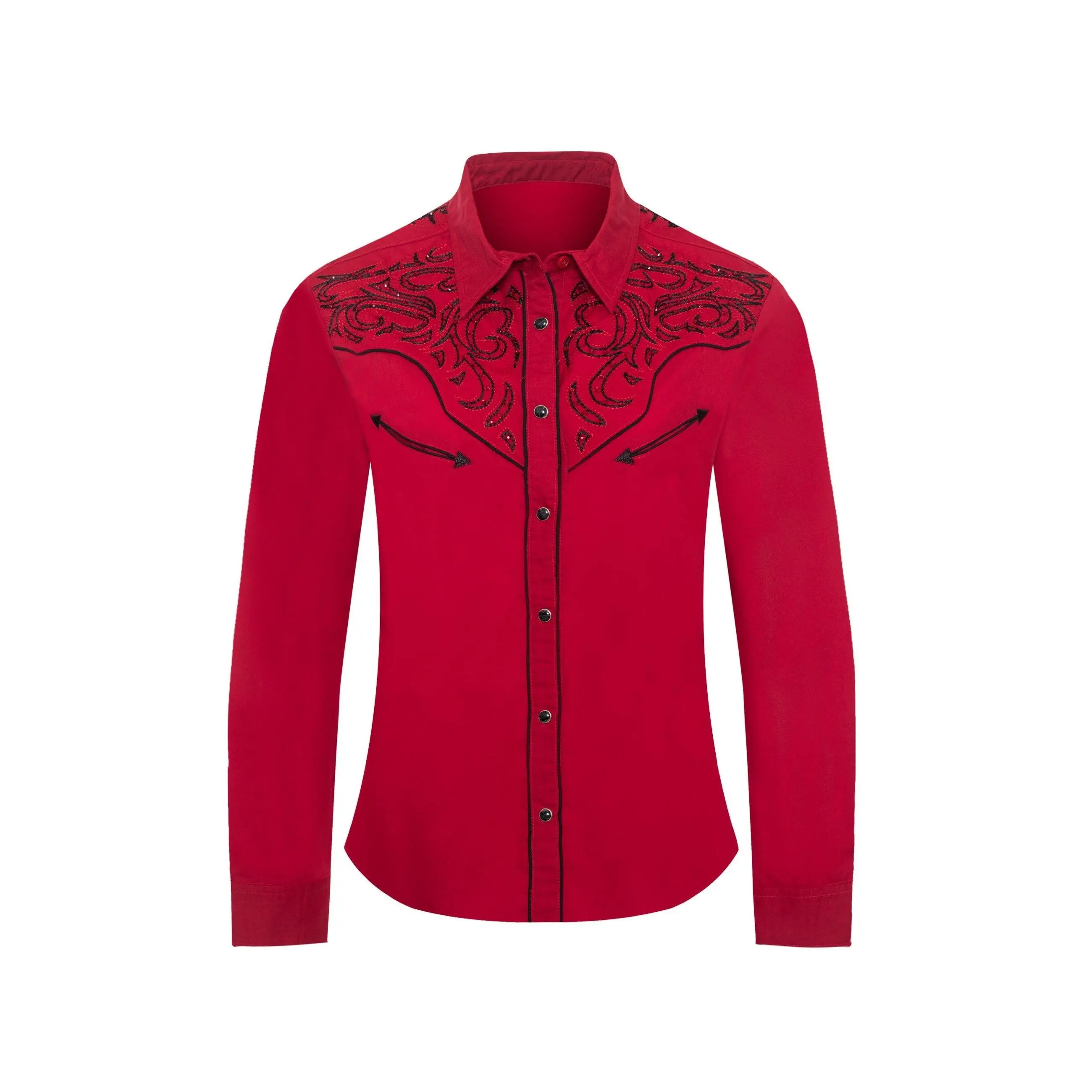Women’s Western Embroidered diamond studded Shirts-LS500D-525