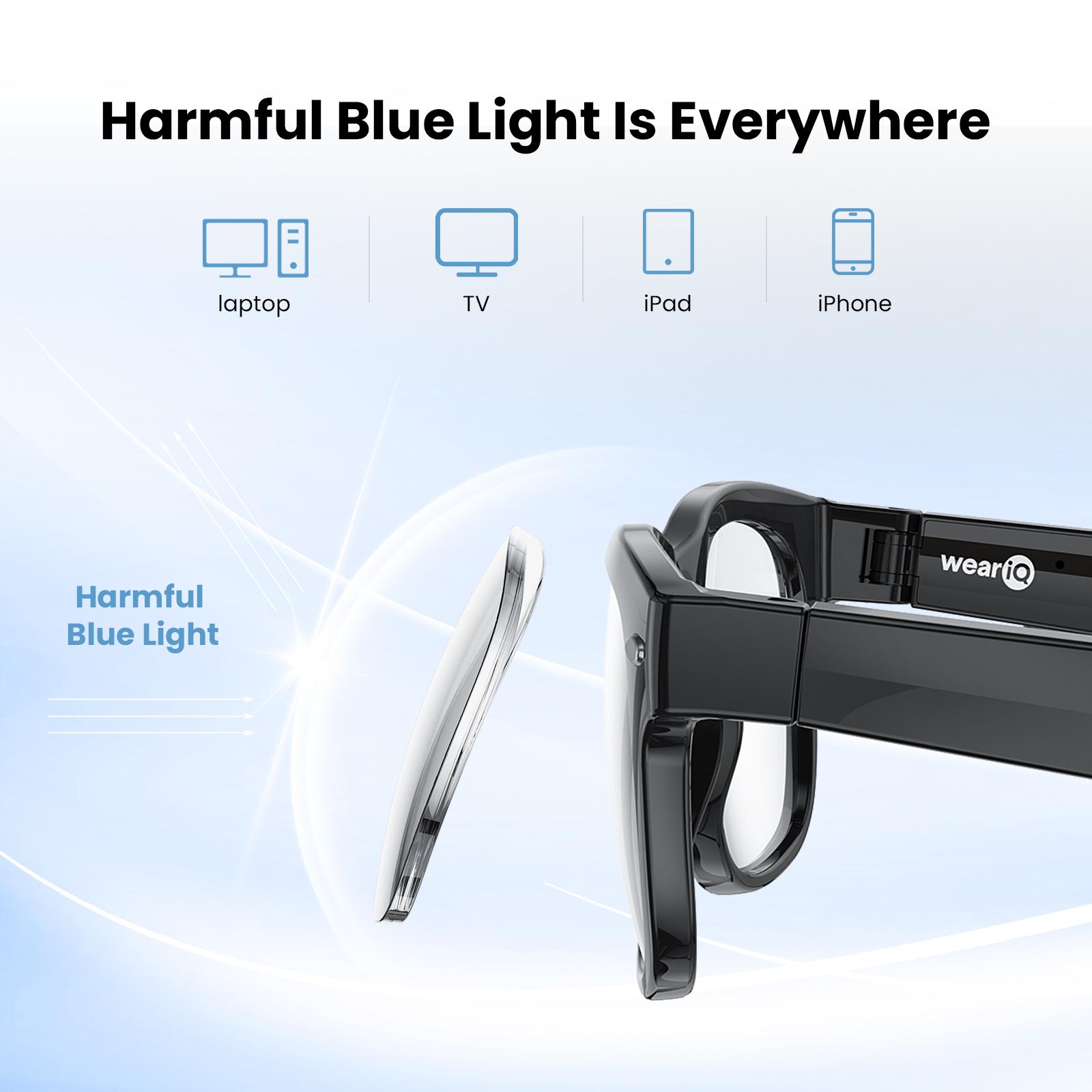 WeariQ Blue Light Blocking Smart Glasses & Smart Sunglasses ,AI Bluetooth Translation Smart Glasses-Supports Google Translate & ChatGPT, Built-in Mic & Speakers, HD Calling, 10H Music, Wireless Wearable,For Sports&Travel,Digital Eye Strain Relief,Driving