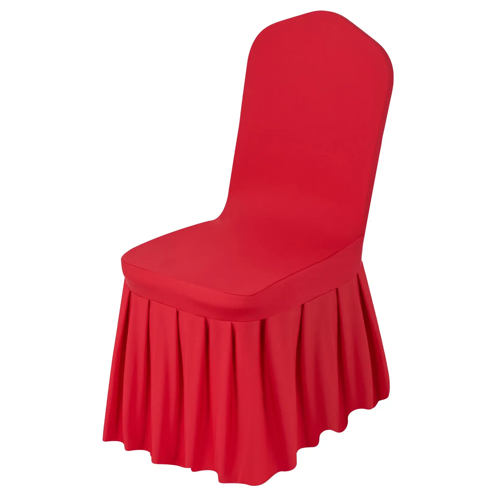 VEVOR 30 Pcs Red Polyester-Spandex Stretch Chair Covers, Flat-Front Slipcovers for Wedding Dining Banquet, Fits Chairs Up to 20.08x17.72x37.4 in
