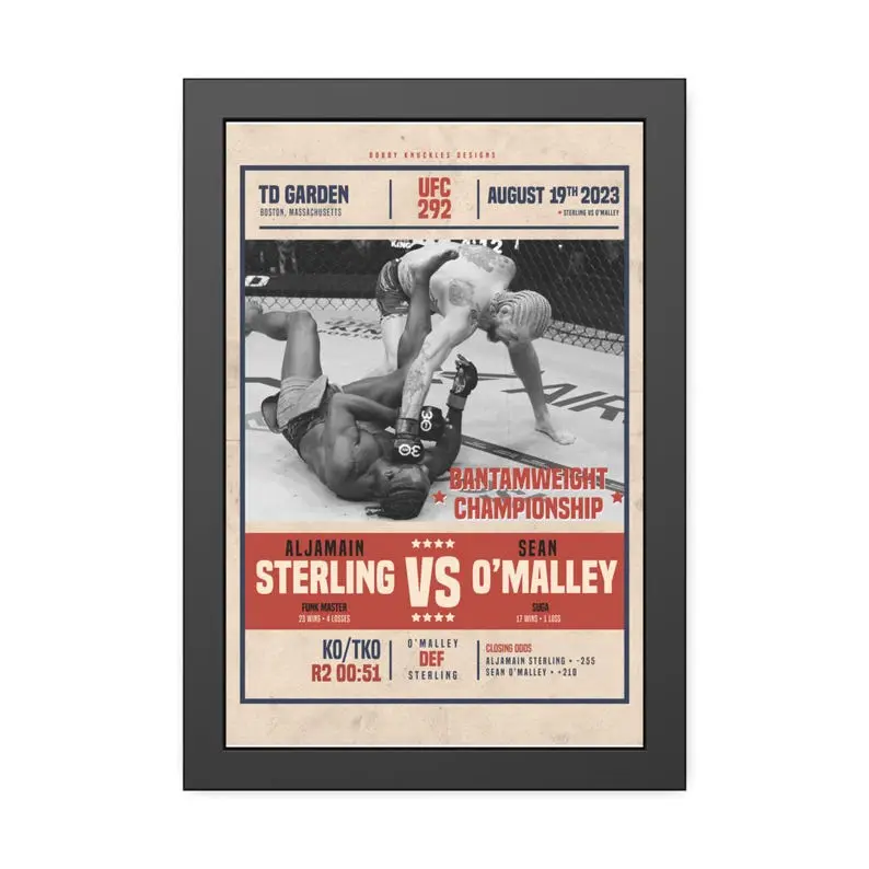 Fight Poster, poster, 292, Suga Sean O'Malley, Aljamain Sterling, UFC poster, MMA poster, wall decor, gift for him #25
