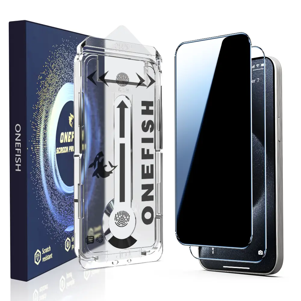 One Fish Screen Protector 2 Pack for iPhone,Samsung Fingerprint Proof Screen Protector, Privacy Protection, Fingerprint Resistant, Dust-Free Bubble-Fr