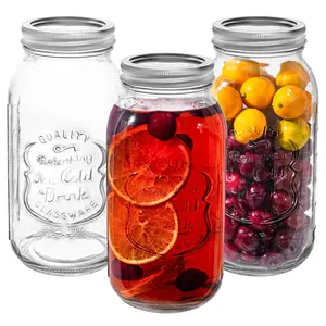 【Summervibes】3 Pack 64oz Wide Mouth Mason Jars,Half Gallon Mason Jar for Pickling, Canning, Fermenting and Food Storage, Microwave & Dishwasher Safe
