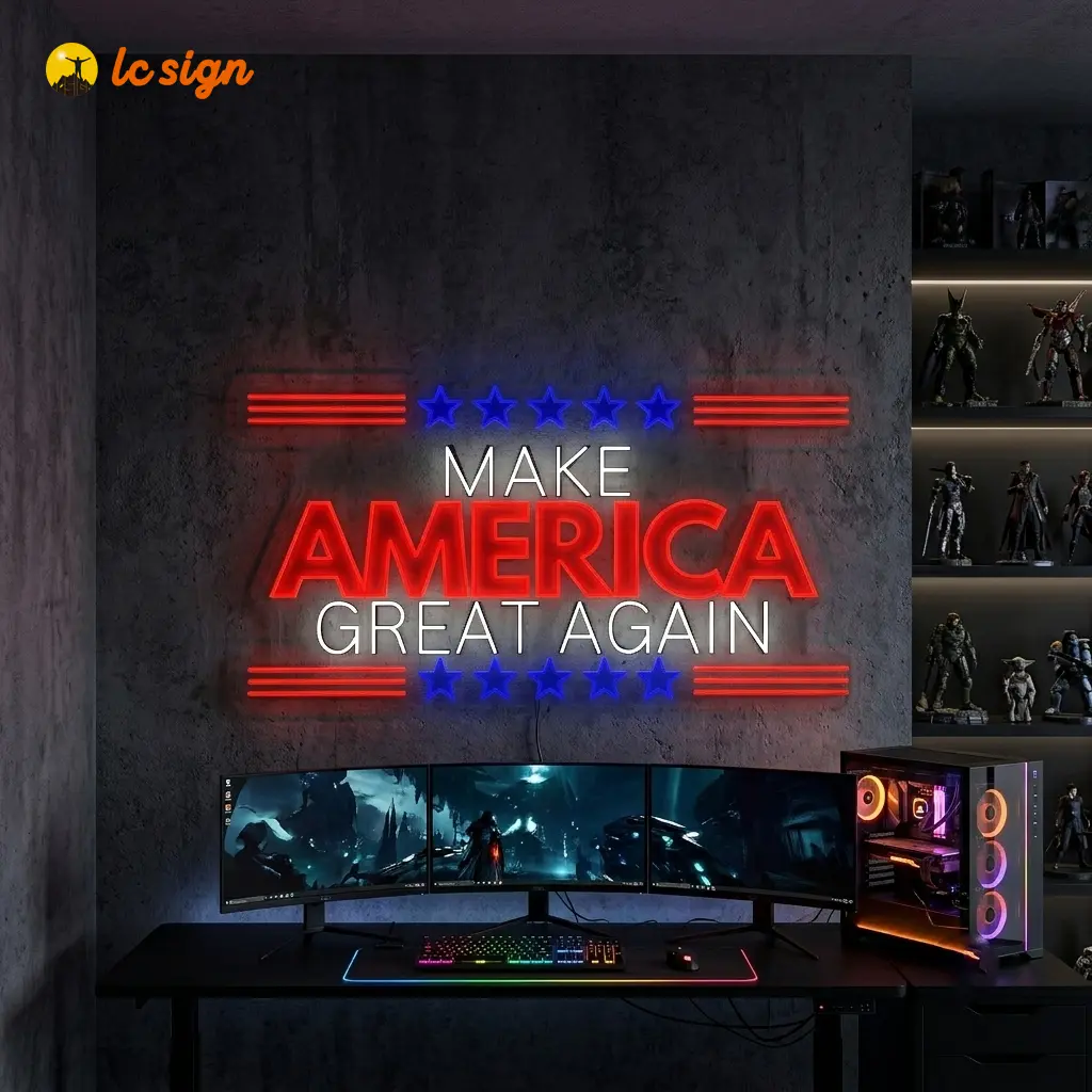 LCSIGN Make America Great Again MAGA USA led neon sign for house for bedrooms, living rooms, meditation spaces, home offices 20.87*6.15in 47.24*12.01in 59.06*31.47in