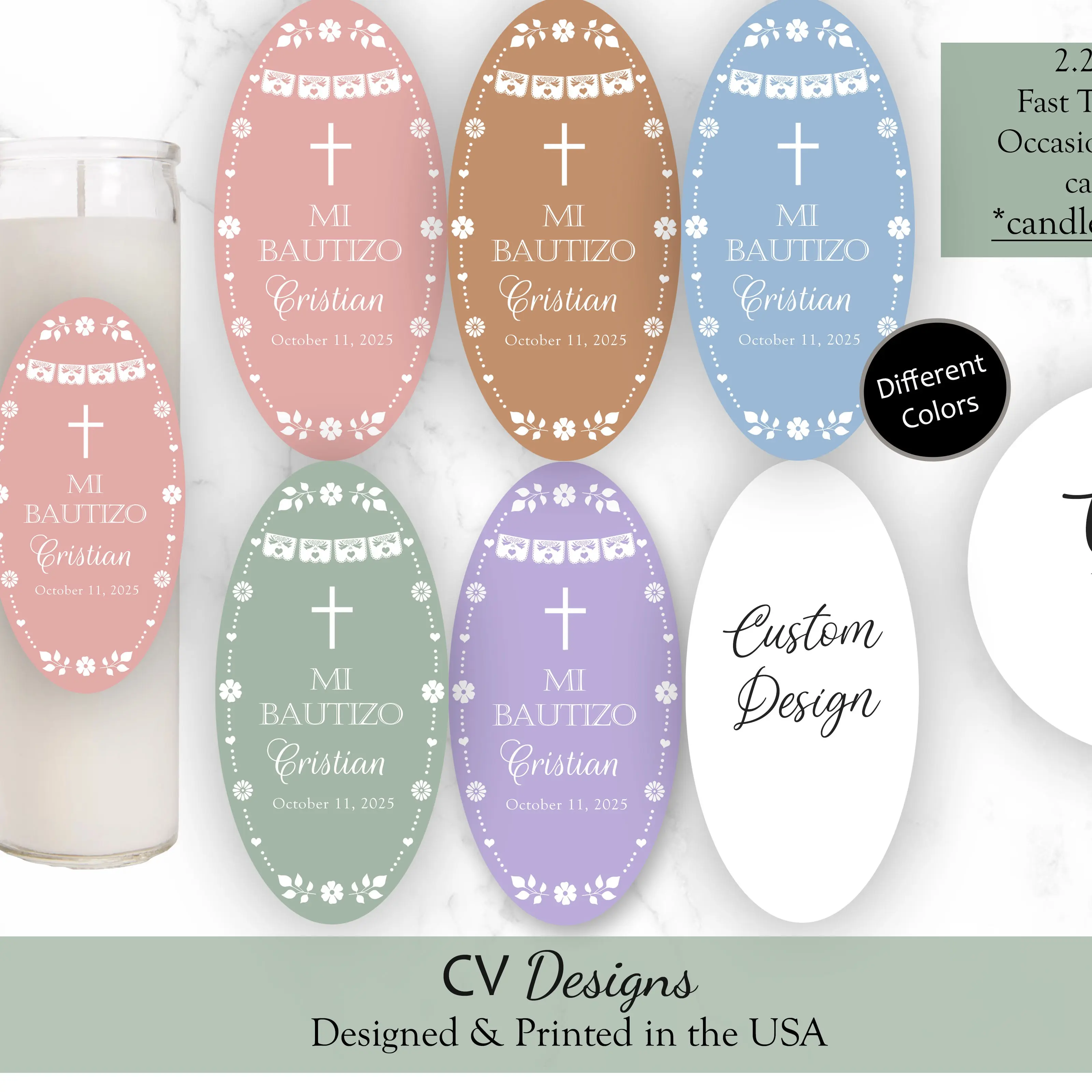 Baptism Cielito Lindo Oval Candle Labels Any Occasion Baptism Cielito Lindo Oval Candle Labels Any Occasion