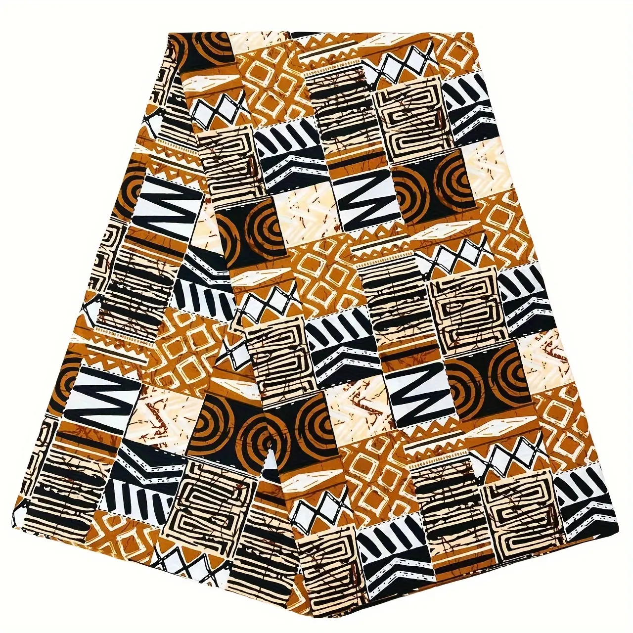 6 Yards Double-Sided African Batik Fabric, Polyester, Multicolor Geometric Print, Ideal for DIY Dresses & Crafts, Hand Wash Only