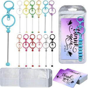 36-Piece Beaded Keychain Set, Keychain Pendant, Keychain Attachment, Keychain Accessories, Includes Reusable Sealed Bags & Thank You Cards, Perfect for DIY Crafts & Jewelry Making